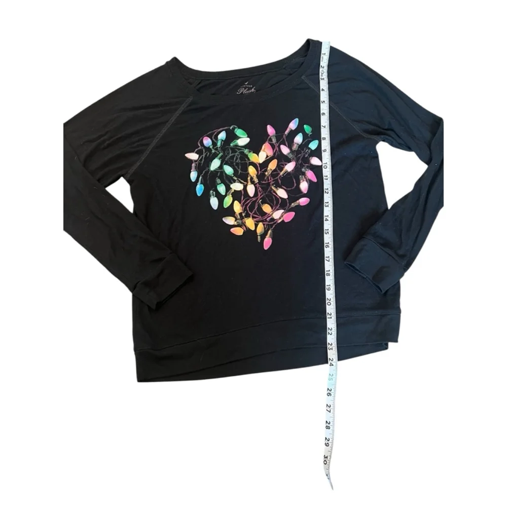 AMERICAN EAGLE Christmas Graphic Tee Women’s Medium Long Sleeve Cotton Shirt Top - Picture 6 of 8